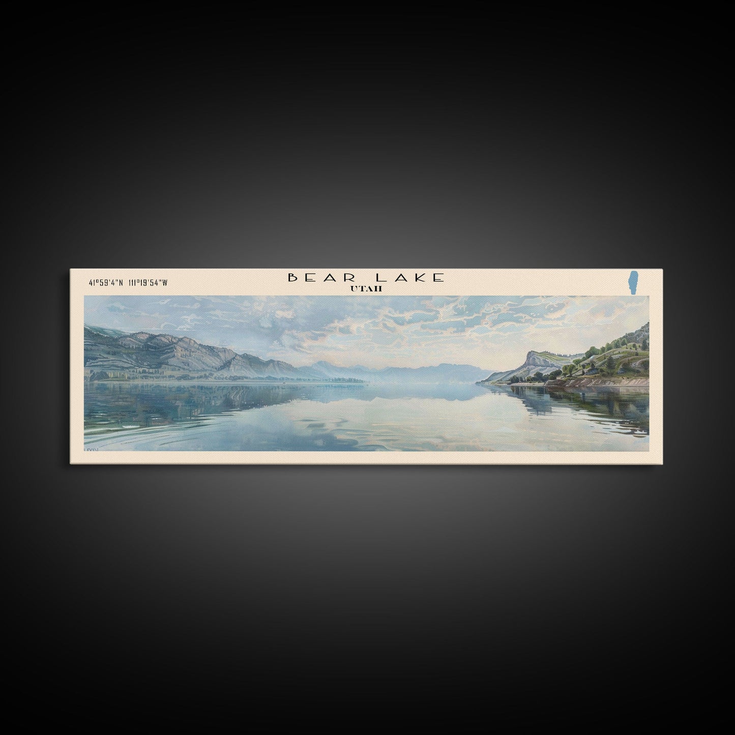 Bear Lake Panoramic Framed Canvas Print, Lake House Decor, Scenic View, Travel Poster, Minimalist Art, Home Decoration