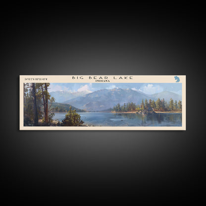 Panorama-Leinwanddruck „Big Bear Lake, Kalifornien“ mit Rahmen, Dekoration fürs Seehaus, malerischer Ausblick, Reiseposter, moderne Kunst, Natur-Wandbild