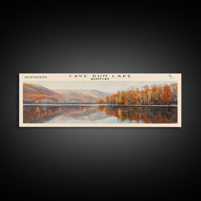Cave Run Lake Kentucky Framed Canvas Print, Lake House Decor, Panoramic Wide Art, Travel Poster, Rustic Lake Painting, Nature Art