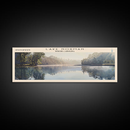 Lake Norman North Carolina Framed Canvas Print, Lake House Decor, Panoramic Wall Art, Travel Poster, Scenic Landscape Painting, Contemporary Art