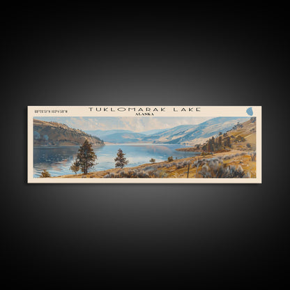 Tuklomarak Lake Panoramic Wall Art, Framed Canvas Print, Lake House Decor, Travel Poster, Serene Landscape, Living Room Decor