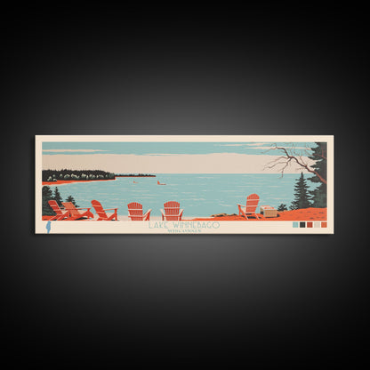 Lake Winnebago, Wisconsin Panoramic Wall Art Framed Canvas Print, Midcentury Modern, Pop Art, Home Decor, Travel Poster, Living Room Art