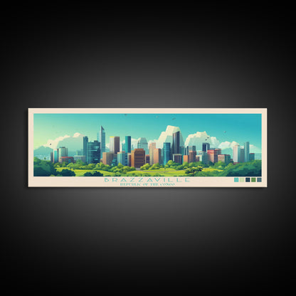 Brazzaville, Republic of the Congo Panoramic Travel Poster Canvas Print, Brazzaville, Republic of the Congo Painting, Republic of the Congo Art, Brazzaville Travel Art, Living Room Painting