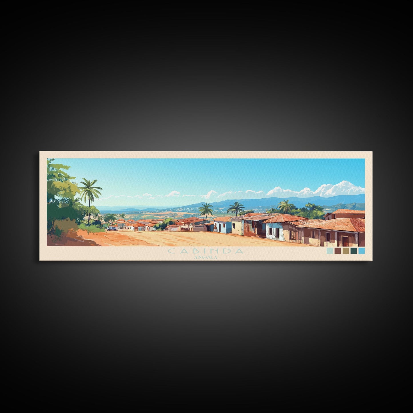 Cabinda, Angola Panoramic Travel Poster Canvas Print, Cabinda, Angola Painting, Angola Art, Cabinda Travel Art, Guest Room Painting
