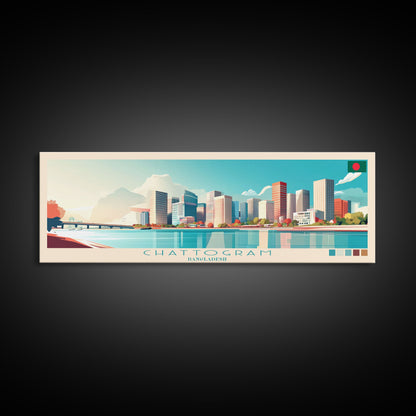 Chattogram, Bangladesh Travel Poster Panoramic Canvas Print, Chattogram, Bangladesh Painting, Bangladesh Art, Chattogram Travel Art, Guest Room Painting