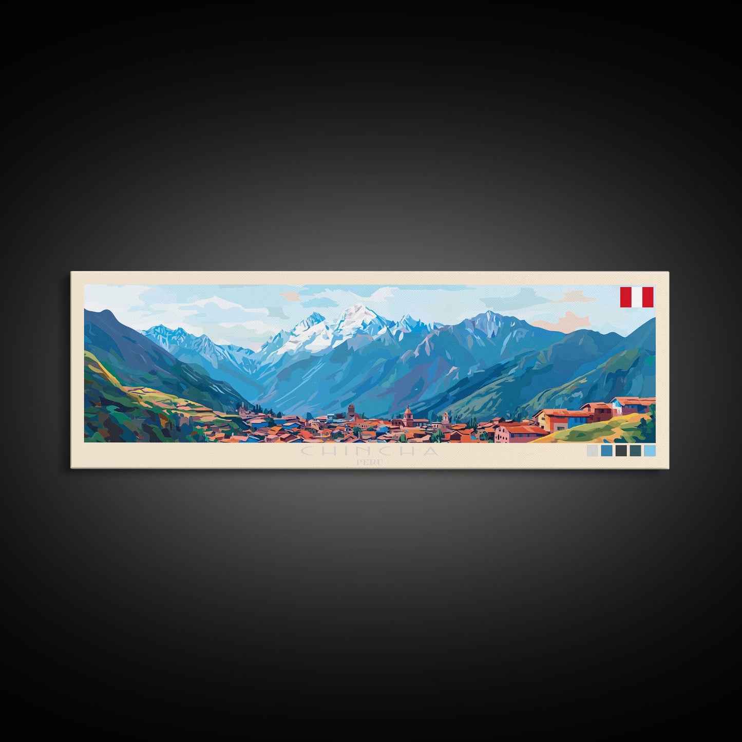 Chincha, Peru Travel Poster Panoramic Canvas Print, Chincha, Peru Painting, Peru Art, Chincha Travel Art, Guest Room Painting