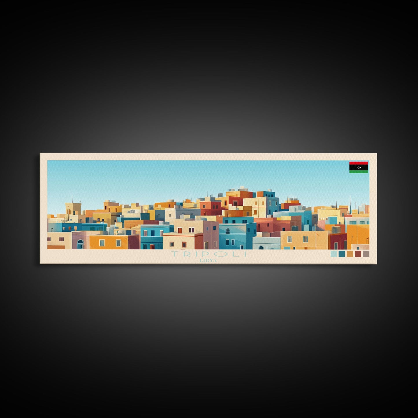 Panorama-Reiseposter Tripolis, Libyen, Leinwanddruck, Gemälde Tripolis, Libyen, Kunst aus Libyen, Reisekunst aus Tripolis, Gemälde für Gästezimmer