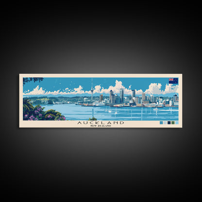 Panorama-Leinwanddruck Auckland, Neuseeland, Gemälde Auckland, Neuseeland, Kunst aus Neuseeland, Reiseposter Auckland, Reisekunst, Urlaubsgeschenk