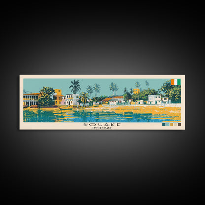 Bouake, Ivory Coast Panoramic Canvas Print, Bouake, Ivory Coast Painting, Ivory Coast Art, Bouake Travel Poster, Travel Art, Guest Room Painting