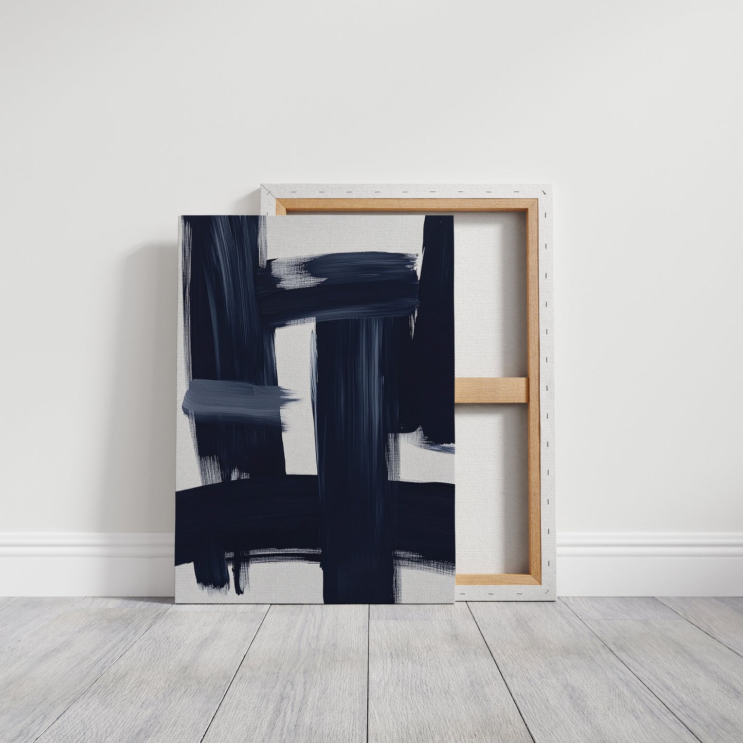 Midnight Crossings – Bold Navy Abstract Brush Art