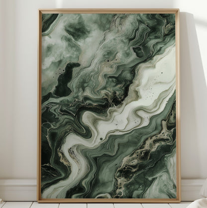 "Emerald Dreams" - Abstract Green Marble Art Print