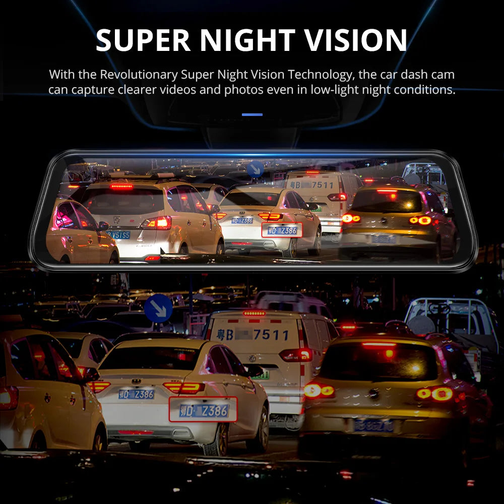 AZDOME PG17 12" WiFi Mirror Dash Cam 4K Dual Camera