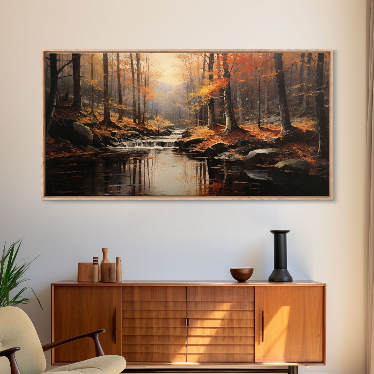 Fall Centerpiece Landscape Painting Canvas Print, Autumn Decor, Fall Centerpiece, Fall Home Decor, Fall Wall Decor, Fall Home Decor