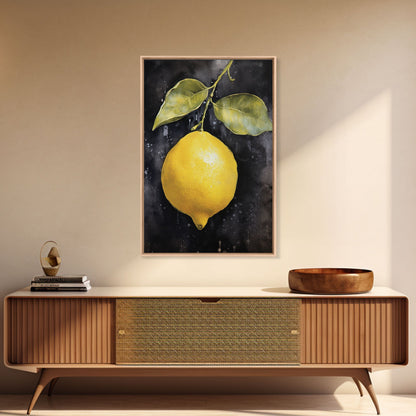 Lemon Wall Decor, Food Art, Fruit Wall Art, Kitchen Wall Art, Minimalist Wall Art, Wall Decor, Canvas Print, Wall Art, Framed Canvas Art