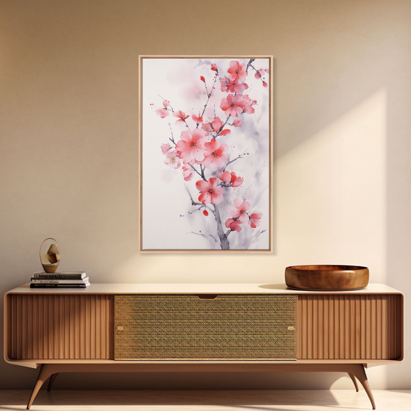 Cherry Blossom, Japanese Wall Art, Floral Wall Print, Nature Art, Canvas Print, Wall Art, Vertical Art, Modern Home Decor, Gift For The Home