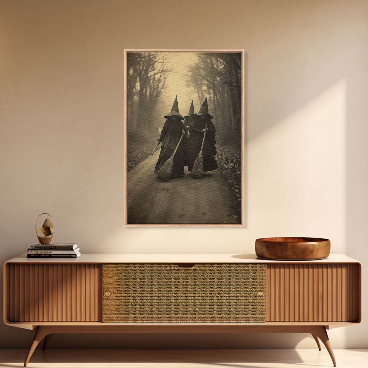 Black And White Art, Witch Wall Decor, Horror Art Print, Gothic Wall Art, Canvas Print, Wall Art, Vertical Print, Home Decor, Wall Decor