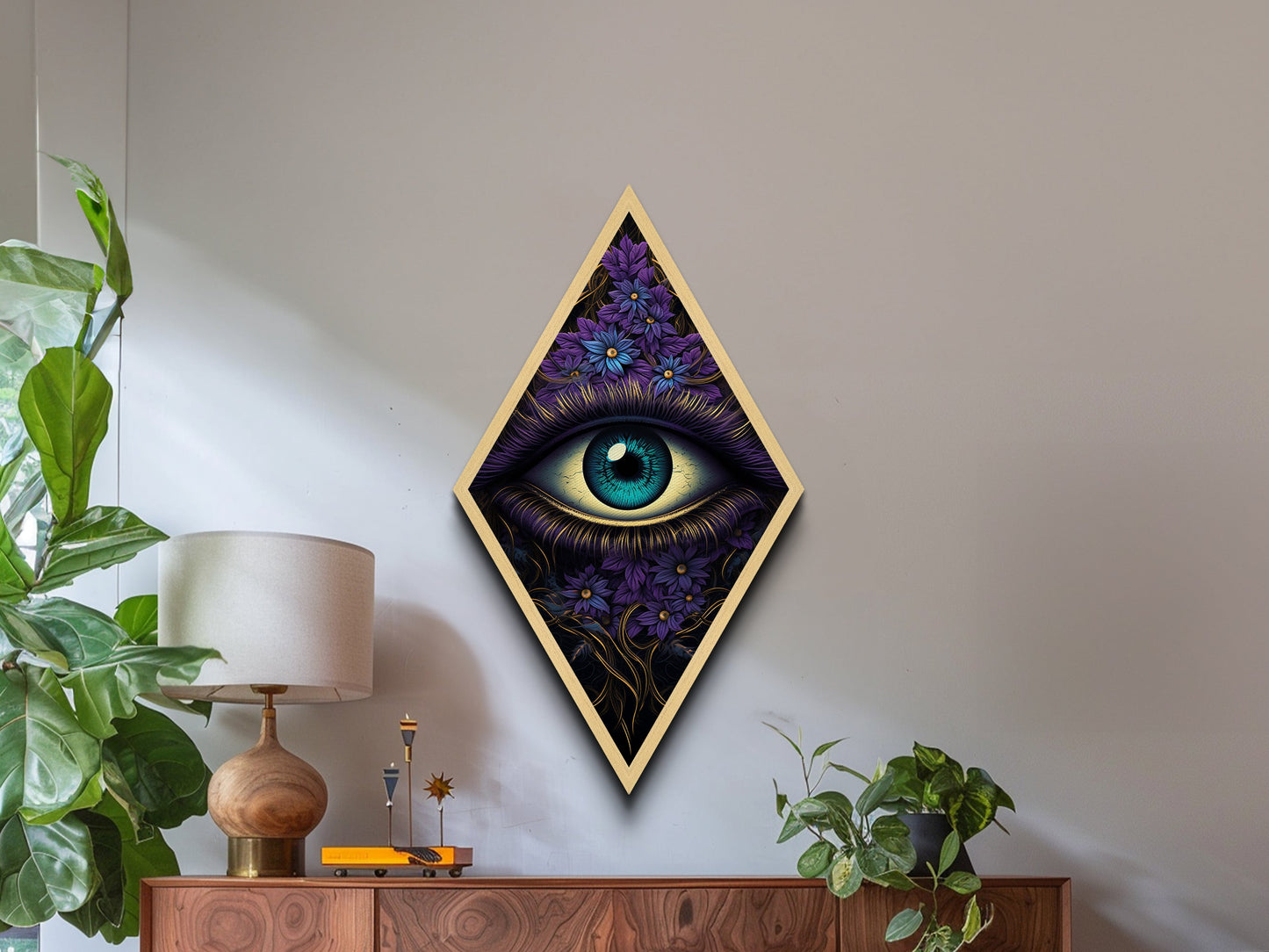 Blue Eye Abstract Close up Painting Print, Dark Academia Wall Art, Spooky Home Decor