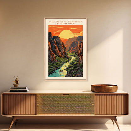 Black Canyon Of The Gunnison National Park Travel Poster Print, Canvas Print Wall Art, Colorado Travel Art, Midcentury Modern Travel Decor