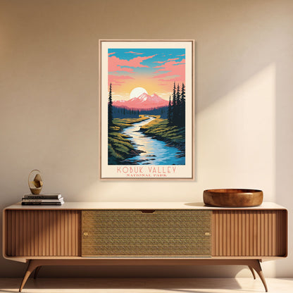 Kobuk Valley Nationalpark, Alaska Reisekunst, Nationalpark-Druck, Minimalistische Reisekunst, Landschaft im Midcentury Modern Retro-Stil
