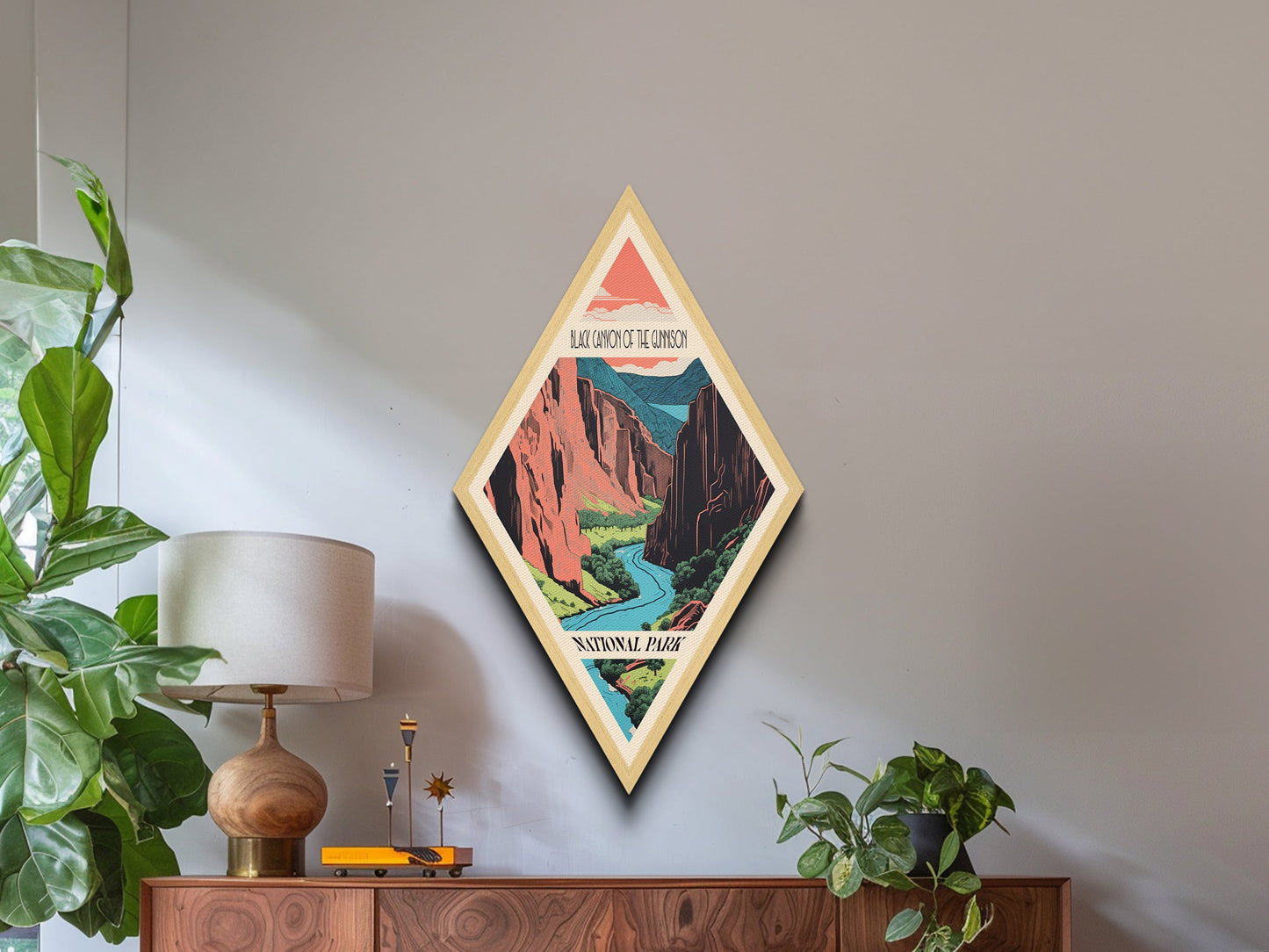 Black Canyon of the Gunnison Diamond Shaped Travel Poster Canvas Art Print, Canvas Wall Art, Travel Gift, Colorado Travel Art