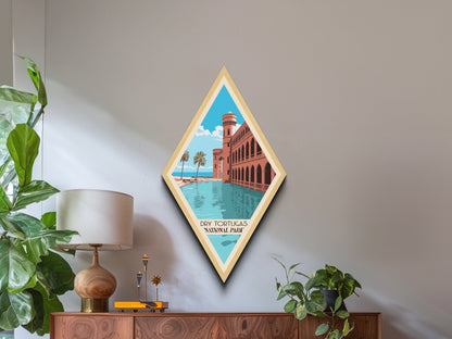 Retro-Reiseposter „Dry Tortugas Nationalpark“ auf Leinwand, Reisedeko-Kunst, Midcentury-Modern-Deko, Florida-Reisekunst