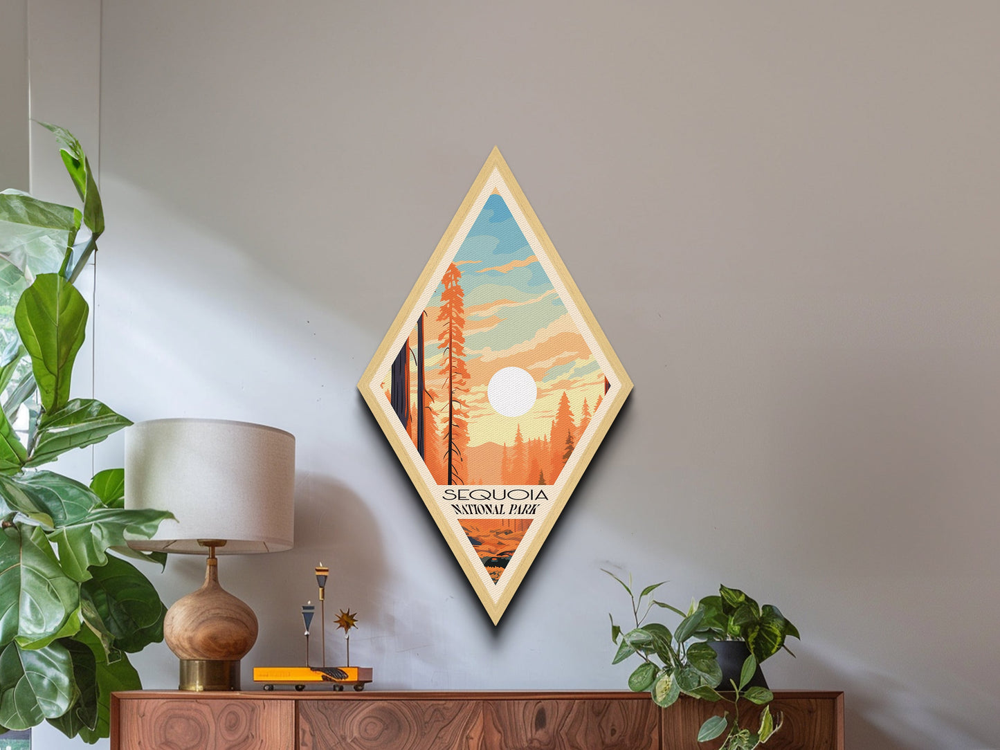 Retro Sequoia National Park Travel Poster Canvas Texture Print, Travel Decor Art, Midcentury Modern Decor California Travel Art