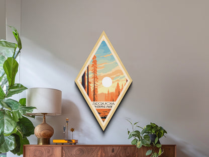 Retro Sequoia National Park Travel Poster Canvas Texture Print, Travel Decor Art, Midcentury Modern Decor California Travel Art