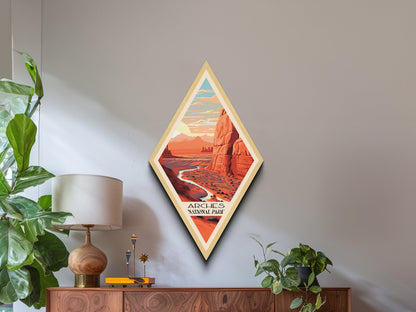 Arches National Park Travel Poster Canvas Texture Print, Travel Decor Art, Midcentury Modern Retro Decor Utah Travel Art