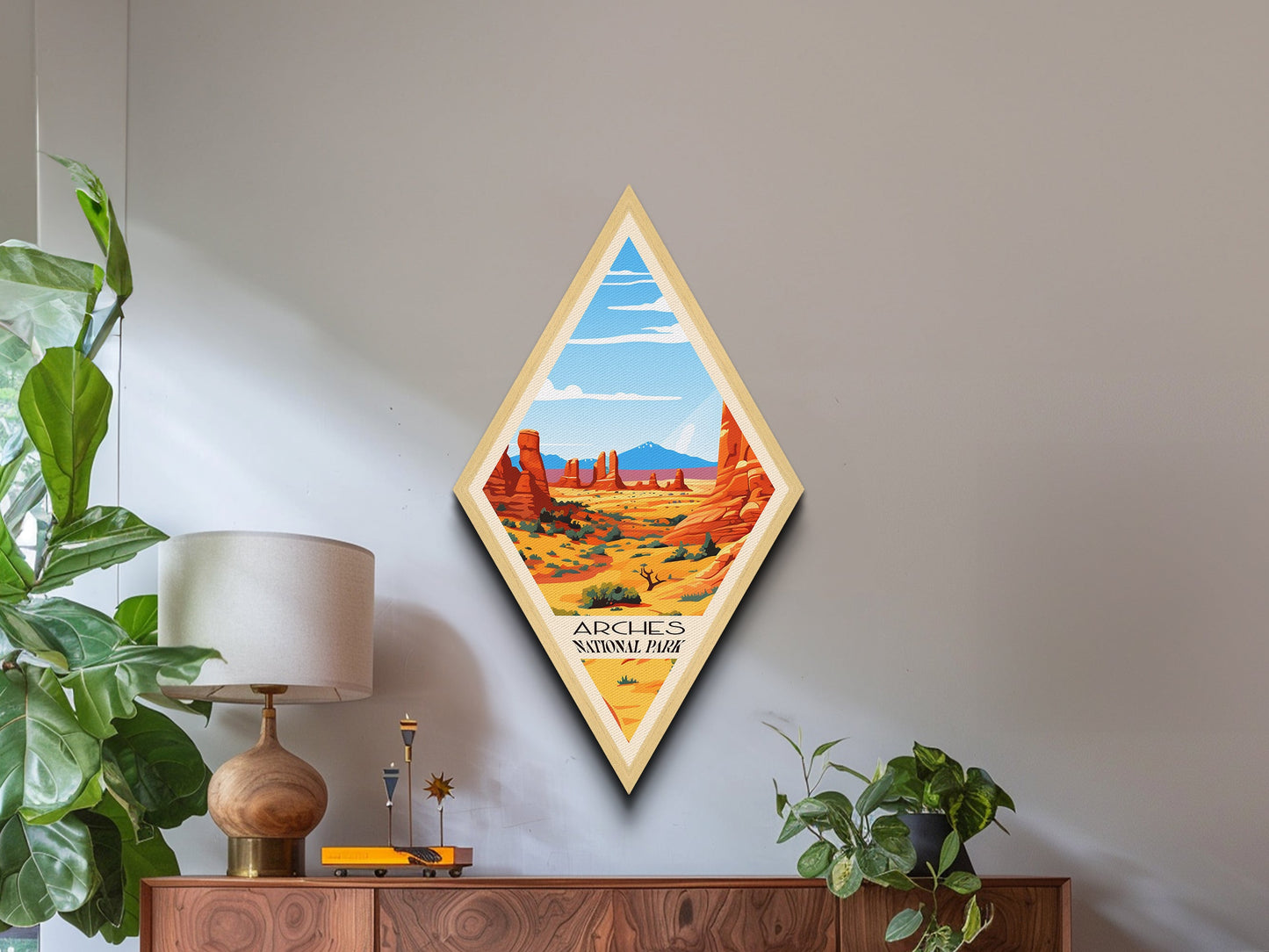 Retro-Reiseposter „Arches Nationalpark“ auf Leinwand, Reisedeko-Kunst, Midcentury-Modern-Deko, Utah-Reisekunst