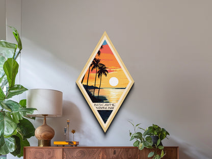 Biscayne National Park Travel Poster Canvas Texture Print, Travel Decor Art, Midcentury Modern Retro Decor Florida Travel Art