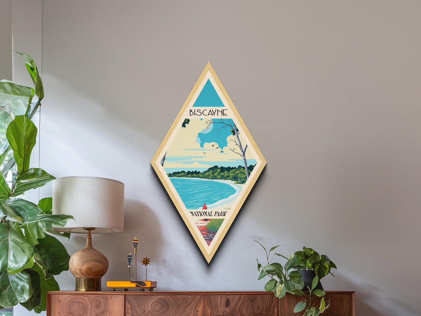 Biscayne National Park Diamond-Shaped Adventure Poster Wall Art Art Print, Canvas Wall Art, Travel Gift, Florida Travel Art