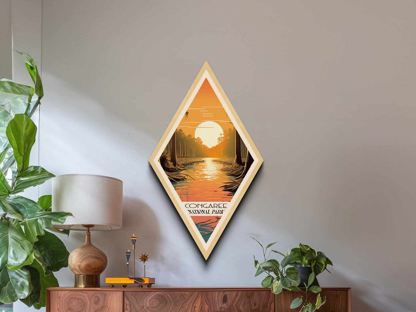 Retro Congaree National Park Travel Poster Canvas Texture Print, Travel Decor Art, Midcentury Modern Decor South Carolina Travel Art