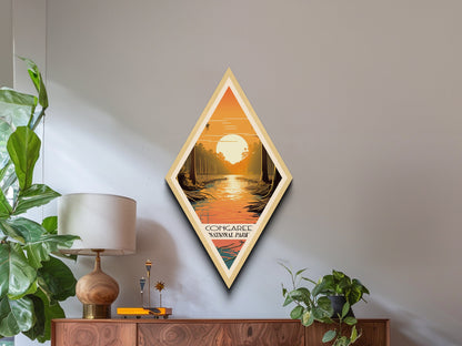 Retro Congaree National Park Travel Poster Canvas Texture Print, Travel Decor Art, Midcentury Modern Decor South Carolina Travel Art