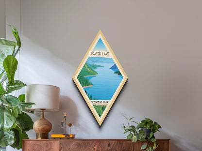 Crater Lake National Park Diamond Formed Adventure Poster Canvas Artwork Print, Canvas Wall Art, Travel Gift, Oregon Travel Art