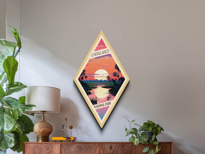 Everglades National Park Travel Poster Canvas Texture Print, Travel Decor Artwork, Midcentury Modern Retro Decor Florida Travel Art