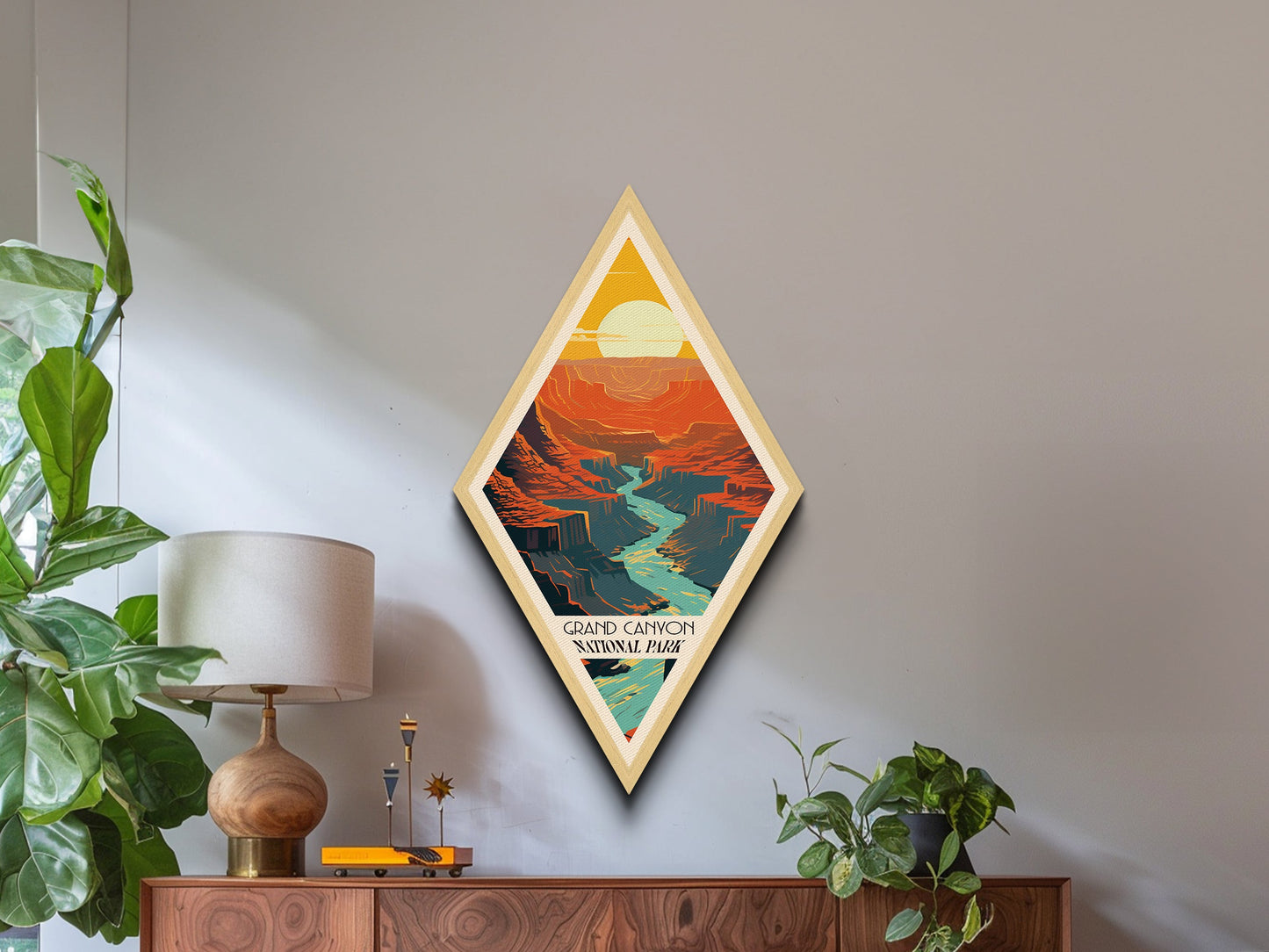 Retro-Reiseposter Grand Canyon Nationalpark, Leinwanddruck mit Struktur, Reisedeko-Kunst, Midcentury-Modern-Deko, Arizona-Reisekunst