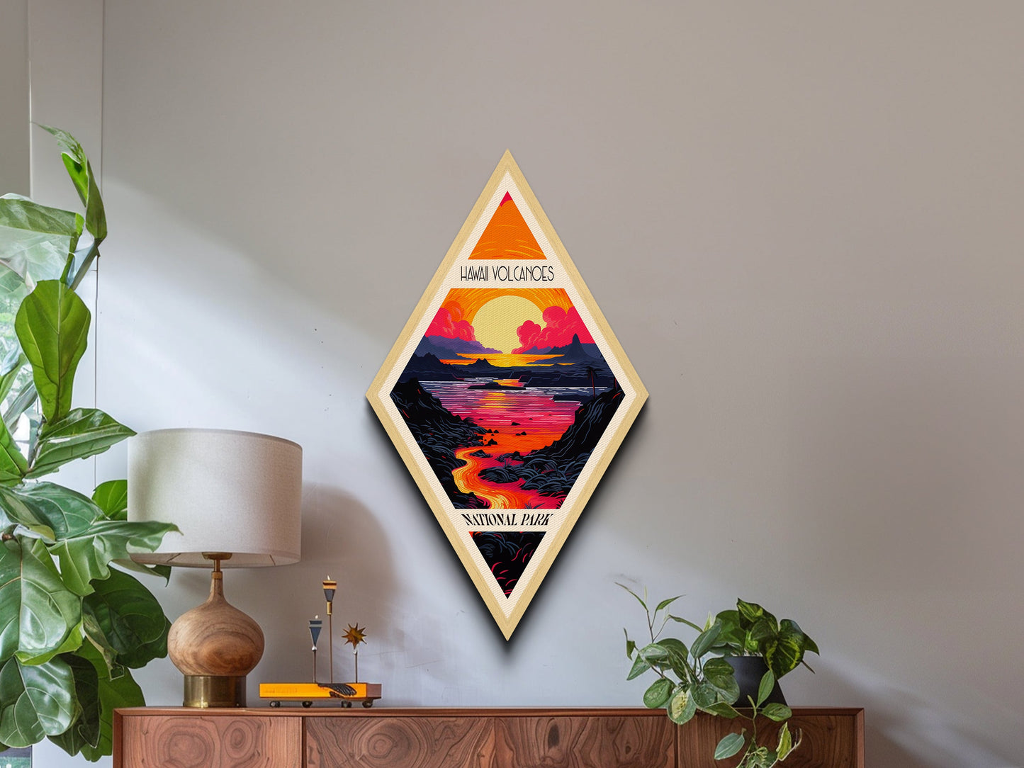 Retro-Poster „Hawaii Volcanoes National Park Adventure Poster Canvas Texture Print“, Reisedekor-Kunstwerk im Midcentury-Modern-Stil, Hawaii-Reisekunst