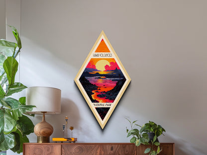 Retro-Poster „Hawaii Volcanoes National Park Adventure Poster Canvas Texture Print“, Reisedekor-Kunstwerk im Midcentury-Modern-Stil, Hawaii-Reisekunst