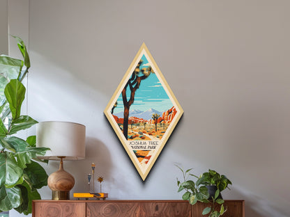 Retro-Reiseposter „Joshua Tree Nationalpark“ auf Leinwand, Reisedeko-Kunst, Midcentury-Modern-Deko, Kalifornien-Reisekunst