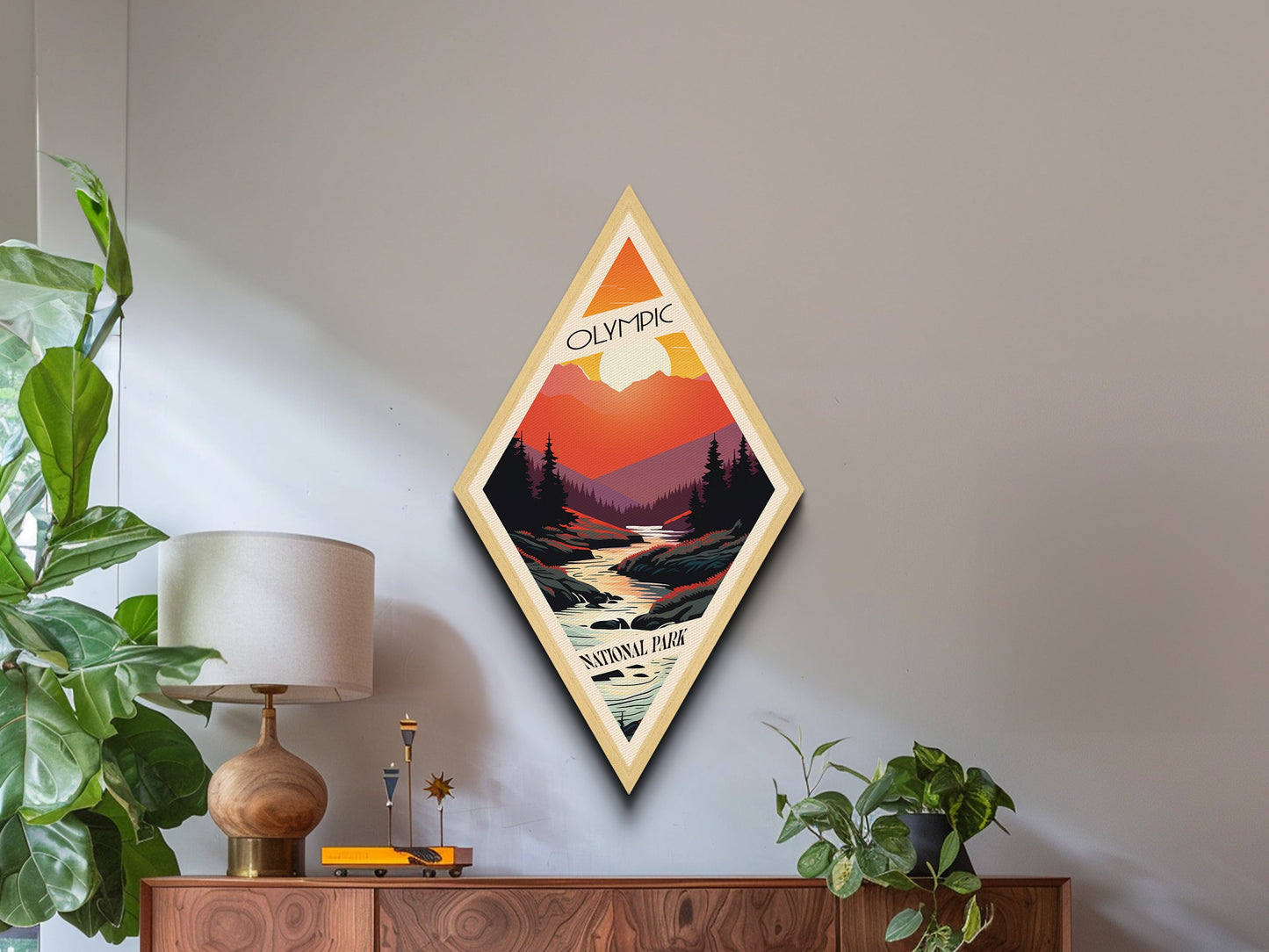 Retro Olympic National Park Adventure Poster Wall Art Texture Print, Travel Decor Artwork, Midcentury Modern Decor Washington Travel Art