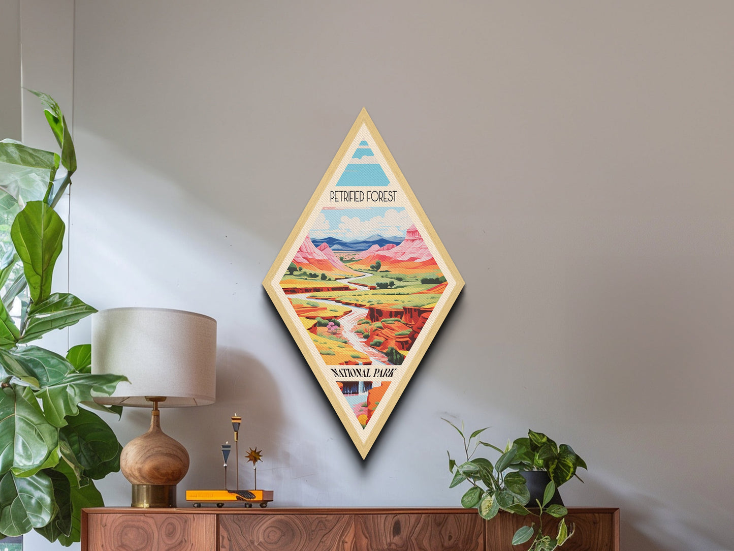 Petrified Forest National Park Adventure Print Canvas Texture Print, Travel Decor Art, Midcentury Modern Retro Decor Arizona Travel Art