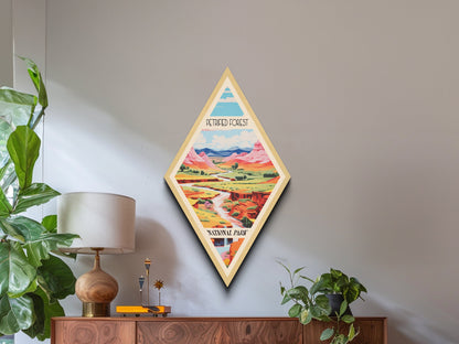 Petrified Forest National Park Adventure Print Canvas Texture Print, Travel Decor Art, Midcentury Modern Retro Decor Arizona Travel Art