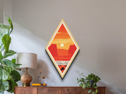 Wind Cave National Park Travel Poster Canvas Texture Print, Travel Decor Art, Midcentury Modern Retro Decor South Dakota Travel Art