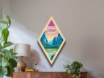 Yosemite National Park Travel Poster Wall Artwork Texture Print, Travel Decor Art, Midcentury Modern Retro Decor California Travel Art