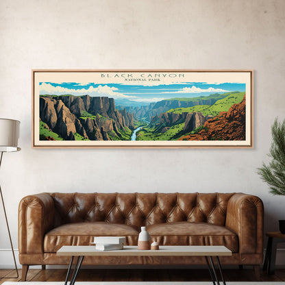 Black Canyon Of The Gunnison National Park, Panoramic Colorado Travel Art, National Park Print, Minimalist Travel Art, Midcentury Modern