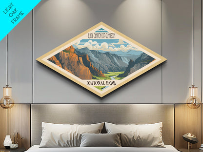 Black Canyon of the Gunnison Diamond Shaped Travel Poster Art Canvas Art Print, Canvas Wall Art, Travel Gift, Colorado Travel Art