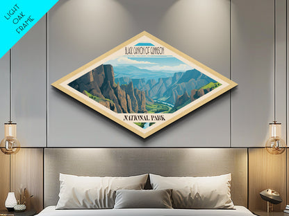Black Canyon of the Gunnison Diamond-Shaped Adventure Poster Art Canvas Art Print, Canvas Wall Art, Travel Present, Colorado Travel Art