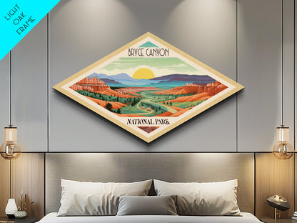 Bryce Canyon National Park Diamond Shaped Travel Poster Art Canvas Art Print, Canvas Wall Art, Travel Gift, Utah Travel Art