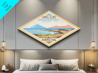 Channel Islands National Park Diamond Shaped Travel Poster Art Canvas Art Print, Canvas Wall Art, Travel Gift, California Travel Art