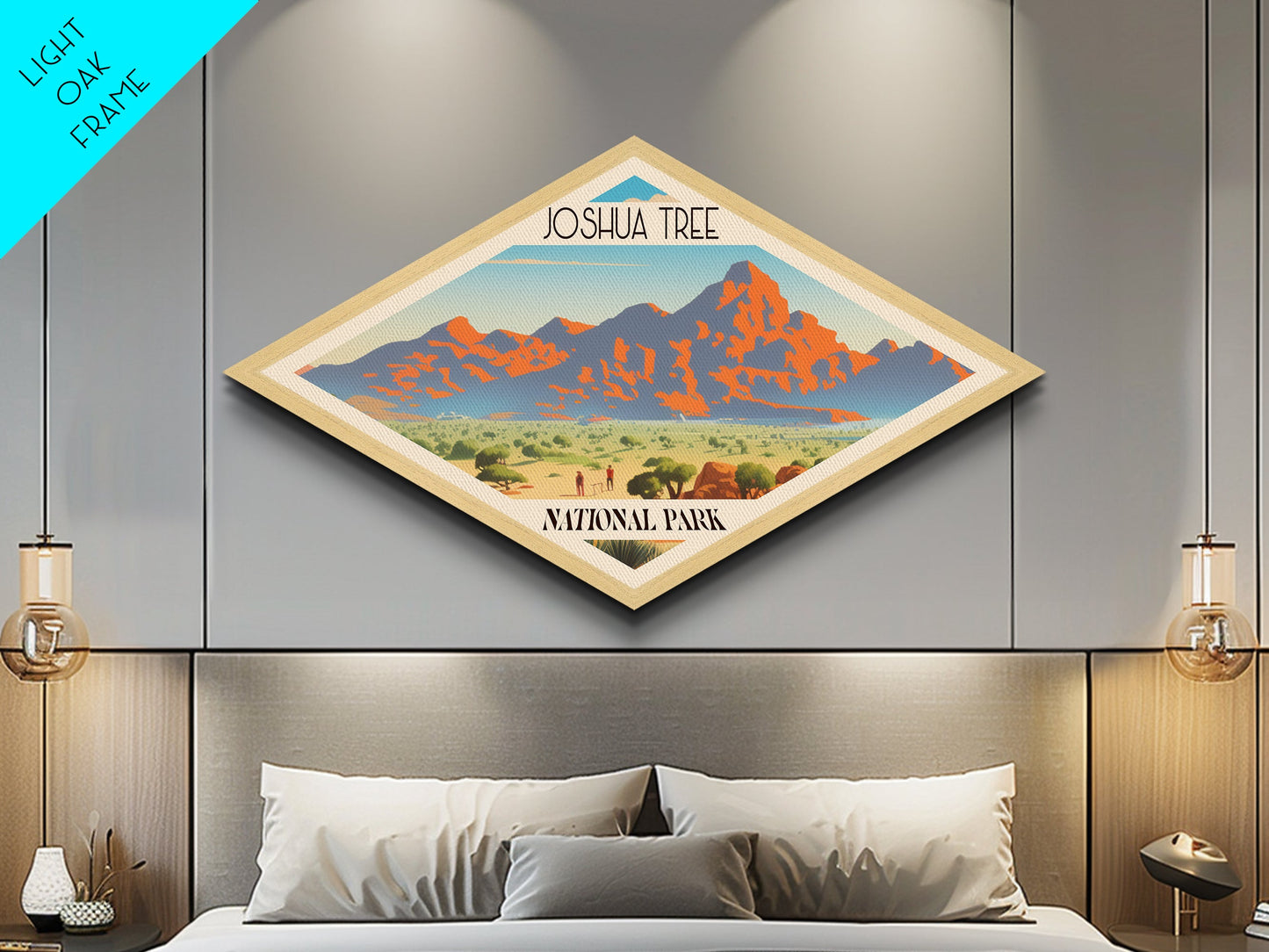 Retro Joshua Tree National Park Adventure Poster Artwork Canvas Texture Print, Travel Decor Art, Midcentury Modern Decor California Travel Art